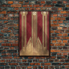 Load image into Gallery viewer, Art Deco Pattern Wall art - Framed Canvas Print - Art Deco - Abstract art - Gold & red art - Lines art - Living room art - Office decor
