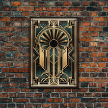 Carregar imagem no visualizador da galeria, Art Deco Wall art - Framed Canvas Print - Art Deco - Gold & green art - Living room art - Original painting - Art with frame - Wall decor