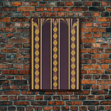 Load image into Gallery viewer, Art Deco Pattern Wall art, Framed Canvas Print, Art Deco, Canvas Wall art, Purple & gold art, Canvas wall art, Abstract art, Geometric art