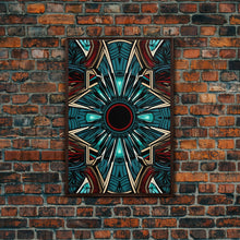 Load image into Gallery viewer, Art Deco Pattern Wall art - Framed Canvas Print - Art Deco - Red & blue art - Colorful painting - Patterns art - Wall art - Living room art