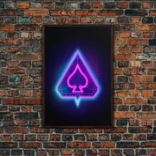 Load image into Gallery viewer, Glowing Neon Lights Pink Spades Wall Decor, Poker Wall Art, Cards, Minimalist Print, Wall Decor, Canvas Print, Wall Art, Framed Canvas