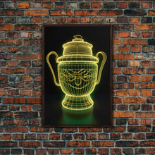 Carregar imagem no visualizador da galeria, 3D Trophy Wall Decor, Yellow Art Print, Glowing Art, Minimalist Print, Wall Decor, Canvas Print, Wall Art, Framed Canvas