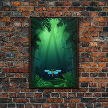 Load image into Gallery viewer, Dragonfly Wall Art, Nature Wall Decor, Woods, Trees, Green Art, Minimalist Print, Wall Decor, Canvas Print, Wall Art, Framed Canvas