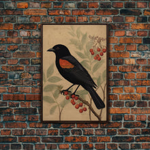 Load image into Gallery viewer, Black And Orange Bird Wall Art, Oriole Wall Decor, Animal Wall Art, Minimalist Print, Wall Decor, Canvas Print, Wall Art, Framed Canvas