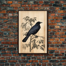 Load image into Gallery viewer, Black Bird Wall Art, Crow Wall Decor, Animal Wall Art, Black Bird, Modern Print, Wall Decor, Canvas Print, Wall Art, Framed Canvas