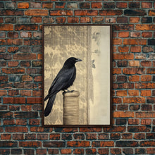 Load image into Gallery viewer, Black Bird Wall Art, Crow Wall Decor, Animal Wall Art, Nature Print, Modern Print, Wall Decor, Canvas Print, Wall Art, Framed Canvas