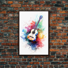 Cargar imagen en el visor de la galería, Cosmic Acoustic Guitar Wall Art Framed Canvas Print, Guitar Art, Guitar Wall Art, Music Art, Guitar Poster, Guitar Player Gift, Guitar Gifts