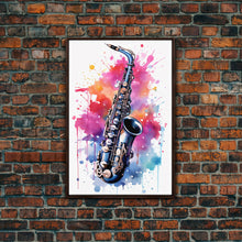 Load image into Gallery viewer, Alto Clarinet Wall Art, Musician Gift, Framed Canvas Print, Clarinet Print, Musical Instrument Art, Gift For Musician, Graffiti Music Art