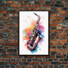 Load image into Gallery viewer, Alto Clarinet Wall Art, Musician Gift, Framed Canvas Print, Clarinet Print, Musical Instrument Art, Gift For Musician, Graffiti Music Art