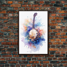 Load image into Gallery viewer, Banjo Gift, Banjo Wall Art Canvas Print, Country Music Art, Guitar Art, Banjo Poster Print, Banjo Gifts, Musical Art, Southern Music Decor