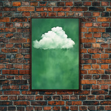 Load image into Gallery viewer, Emerald Green Rain Cloud Wall Art, Framed Canvas Or Poster Print, Abstract Art Print, Minimalist Wall Decor, Maximalist Decor, Dark Green
