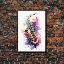 Load image into Gallery viewer, Bassett Horn Wall Art, Brass Instruments, Framed Canvas Print, Marching Band Gift, Musician Gift, Graduation Gift, Music Poster