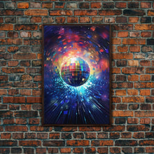 Load image into Gallery viewer, Galaxy Disco Ball, Framed Canvas Print, Music Studio Decor, Graduation Gift