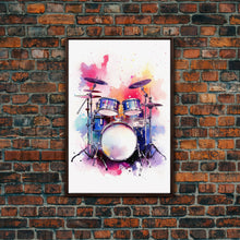 Carregar imagem no visualizador da galeria, Drum Art, Gift For Drummer, Framed Canvas Print, Studio Art, Music Studio Decor, Drum Set