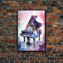 Load image into Gallery viewer, Grand Piano Wall Art, Musical Instrument Print, Studio Art, Framed Canvas Print, Piano Art, Baby Grand Piano