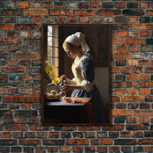 Load image into Gallery viewer, Baroque Art, Vermeer, Inspiration Art, Medieval Wall Art, Dutch Art, Canvas Print, Wall Art, Vertical Art, Country Home Art, Kitchen Prints