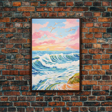 Cargar imagen en el visor de la galería, Colorful Sunset Wall Art, Beach Wall Print, Seascape Art, Nature Print, Canvas Print, Wall Art, Vertical Art, Beach House Art, Travel Print