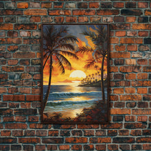 Load image into Gallery viewer, Beach Wall Print, Tropical Wall Art, Sunrise Wall Art, Canvas Print, Wall Art, Vertical Print, Entryway Prints, Dorm Room Art, Office Decor