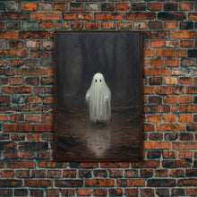 Carregar imagem no visualizador da galeria, Cute Lil Boo, Ghost Print, Halloween Canvas Art, Framed Canvas Print, Funny Halloween Decor, Ghost Art, Victorian Goth Art
