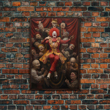 Load image into Gallery viewer, The Macabre Circus, Halloween Canvas Print / Framed Canvas, Victorian Gothic Oil Painting Print, Circus Decor, Macabre Horror Prints