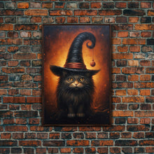Load image into Gallery viewer, Cute Witch's Familiar Cat Halloween Art, Cat Witch, Cat Painting, Cute Cat Print, Halloween Decor