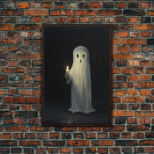 Load image into Gallery viewer, Ghost Holding A Candle Halloween Decor, Art Canvas Print, Spooky Ghost Wall Art, Fall Decor, Halloween wall decor, Funny Halloween Art
