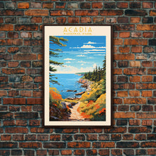 Carregar imagem no visualizador da galeria, Acadia National Park Maine Travel Art, National Park Print, Minimalist Travel Art, Midcentury Modern Style Landscape Painting