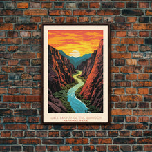 Load image into Gallery viewer, Black Canyon Of The Gunnison National Park, Framed Wall Art Canvas Print, Travel Poster, Colorado Travel Art, Roadtrip Decor, Cool Art