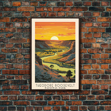 Carregar imagem no visualizador da galeria, Theodore Roosevelt National Park Travel Art, National Park Print, Minimalist Travel Art, Midcentury Modern Style Landscape Painting