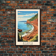 Carregar imagem no visualizador da galeria, Acadia National Park Maine Travel Art, National Park Print, Minimalist Travel Art, Midcentury Modern Style Landscape Painting