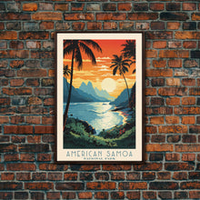 Load image into Gallery viewer, American Samoa National Park Vatia Travel Art, National Park Print, Minimalist Travel Art, Midcentury Modern Style Landscape Painting