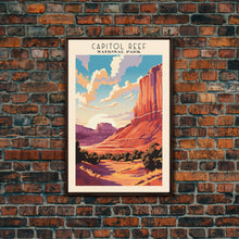 Carregar imagem no visualizador da galeria, Capitol Reef National Park Utah Travel Art, National Park Print, Minimalist Travel Art, Midcentury Modern Style Landscape Painting