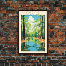 Cargar imagen en el visor de la galería, Congaree National Park Travel Poster Print, Canvas Print Wall Art, South Carolina Travel Art, Midcentury Modern Travel Decor