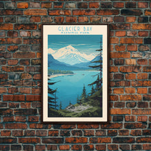 Load image into Gallery viewer, Glacier Bay National Park Alaska Travel Art, National Park Print, Minimalist Travel Art, Midcentury Modern Style Landscape Painting
