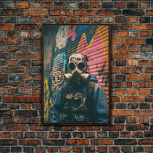 Cargar imagen en el visor de la galería, Gas Mask, Urban Wall Art, Graffiti, Canvas Print, Wall Hanging, Portrait Art, Bedroom Prints, Modern Home Decor, Dorm Room Art, RV Decor