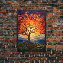 Carregar imagem no visualizador da galeria, Burning Tree Art, Abstract Art, Tree Wall Art, Canvas Print, Wall Hanging, Portrait Art, Thank You Gift, Bedroom Prints, Indie Room Decor