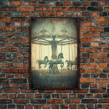 Load image into Gallery viewer, Carnival Art, Circus Print, Carousel Art Print, Canvas Print, Wall Hanging, Portrait Art, Spooky Room Decor, Entryway Prints, Home Wall Art