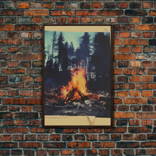 Carregar imagem no visualizador da galeria, Camp, Outdoors Art, Campfire, Nature Wall Art, Canvas Print, Wall Hanging, Portrait Art, Friendship Gift, Modern Office Art, Bookshelf Decor