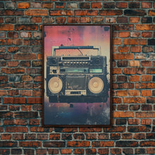 Load image into Gallery viewer, Boombox, Music Wall Art, Retro Wall Art, Canvas Print, Wall Hanging, Portrait Art, Apartment Wall Decor, Gaming Wall Decor, Above Bed Art