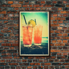 Cargar imagen en el visor de la galería, Cocktail Wall Print, Bar Cart Print, Canvas Print, Wall Hanging, Portrait Art, Cocktail Print, Kitchen Wall Art, Bar Wall Decor, Couple Gift