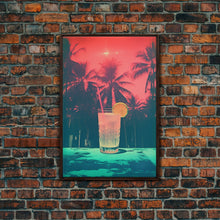 Cargar imagen en el visor de la galería, Cocktail Wall Print, Palm Tree Wall Art, Tropical Wall Art, Beach Wall Art, Canvas Print, Wall Hanging, Portrait Art, Bar Decor, RV Wall Art