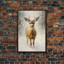 Carregar imagem no visualizador da galeria, Cute Buck Wearing A Santa Hat, Christmas Decor, Woodland Animals, Christmas Wall Art, Winter Decor, Holiday Decor, Seasonal Decor, Cute Deer