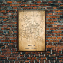 Load image into Gallery viewer, Beijing China map print poster or framed canvas, Beijing map print poster canvas, Beijing city map print poster canvas, Vintage Travel Art