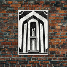 Load image into Gallery viewer, Art Deco Black And White Art Print, Art Deco Architecture, Framed Canvas Print, Ready To Hang Framed Wall Art, Living Room Wall Hanging