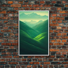 Load image into Gallery viewer, Emerald Green Landscape, Rolling Hills of Ireland, Framed Canvas Print, Ready To Hang Framed Wall Art, Living Room Wall Hanging