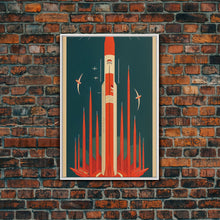 Carregar imagem no visualizador da galeria, Art Deco Space Travel Poster Art, Framed Canvas Print, Ready To Hang Framed Wall Art, Living Room Wall Hanging