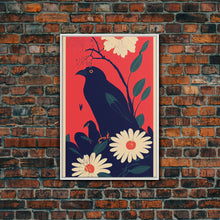 Load image into Gallery viewer, Crow Portrait, surrealist bird art, Framed Canvas Print, Ready To Hang Framed Wall Art, Living Room Decor