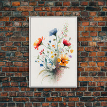Cargar imagen en el visor de la galería, Colorful wildflowers, beautiful floral art, framed canvas print