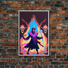 Carregar imagem no visualizador da galeria, Tabletop RPG pixel art, Human Necromancer Art, framed canvas print, framed game room decor