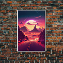 Load image into Gallery viewer, Apache Trail Scenic Drive, Framed Canvas Print, Roads of Arizona, retro style art